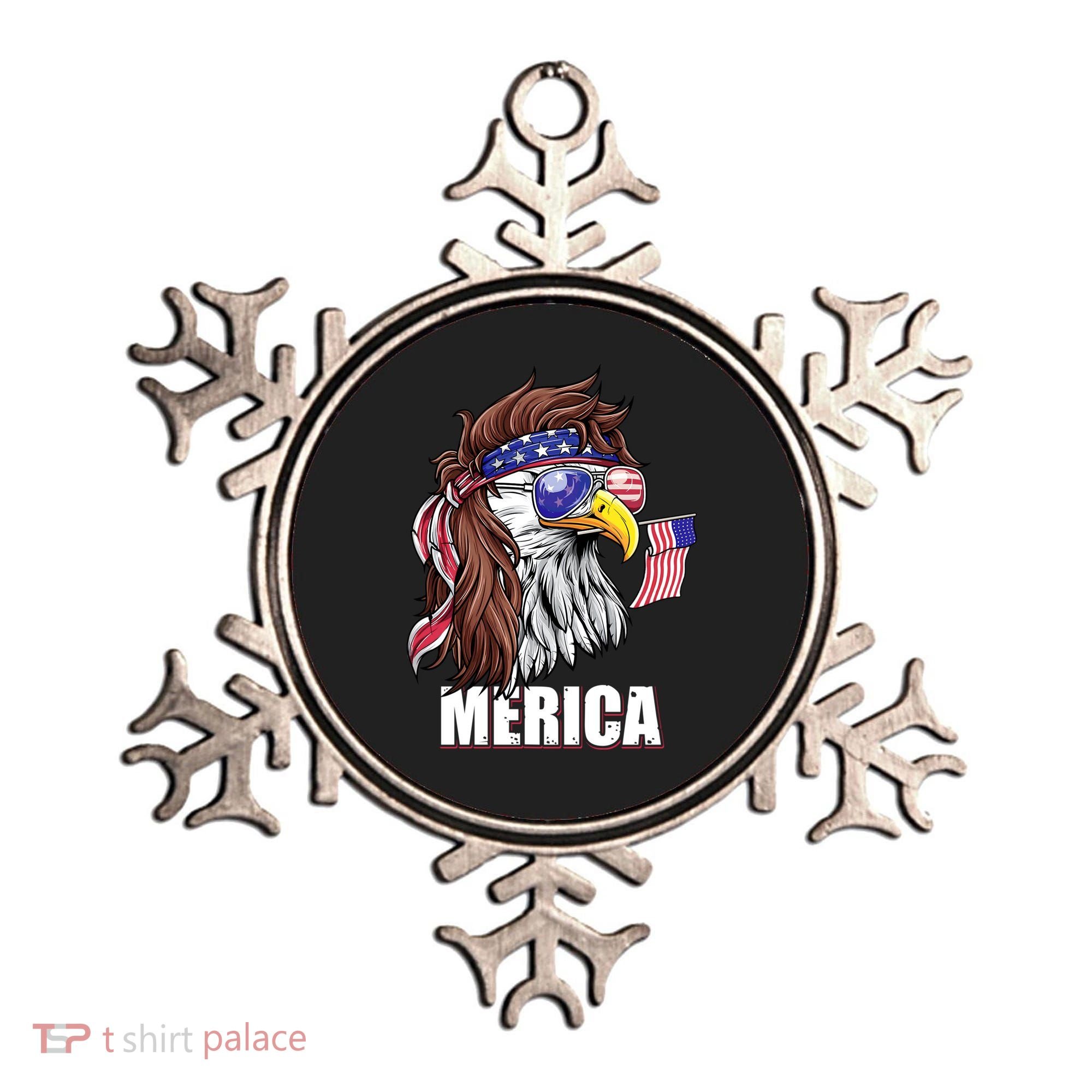 Patriotic Bald Eagle Mullet USA American Flag 4th Of July Ornament