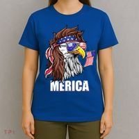 Patriotic Bald Eagle Mullet USA American Flag 4th Of July T-Shirt thumb 4