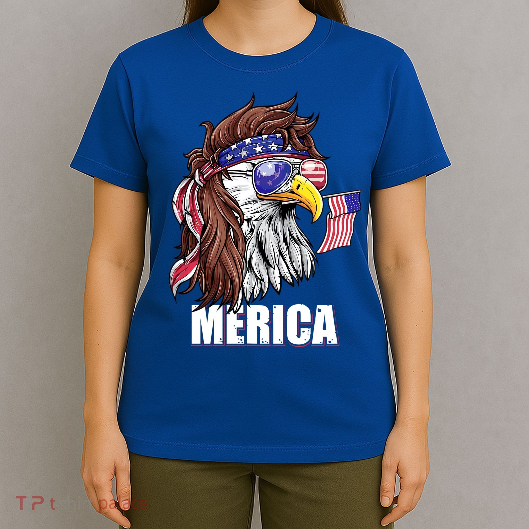 Patriotic Bald Eagle Mullet USA American Flag 4th Of July T-Shirt