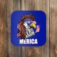 Patriotic Bald Eagle Mullet USA American Flag 4th Of July Coaster thumb 0