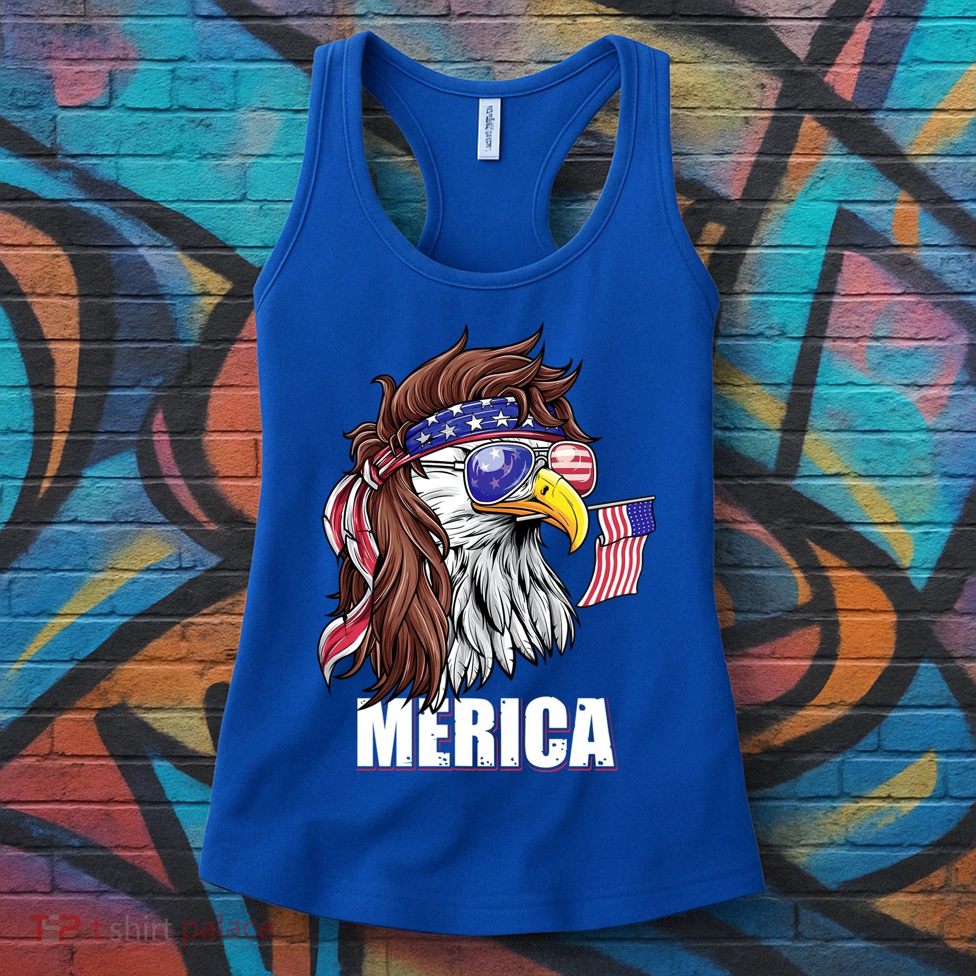 Patriotic Bald Eagle Mullet USA American Flag 4th Of July Women's Tank Top