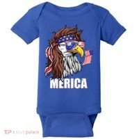 Patriotic Bald Eagle Mullet USA American Flag 4th Of July Baby Bodysuit thumb 0