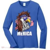 Patriotic Bald Eagle Mullet USA American Flag 4th Of July Women's Long Sleeve Shirt thumb 0