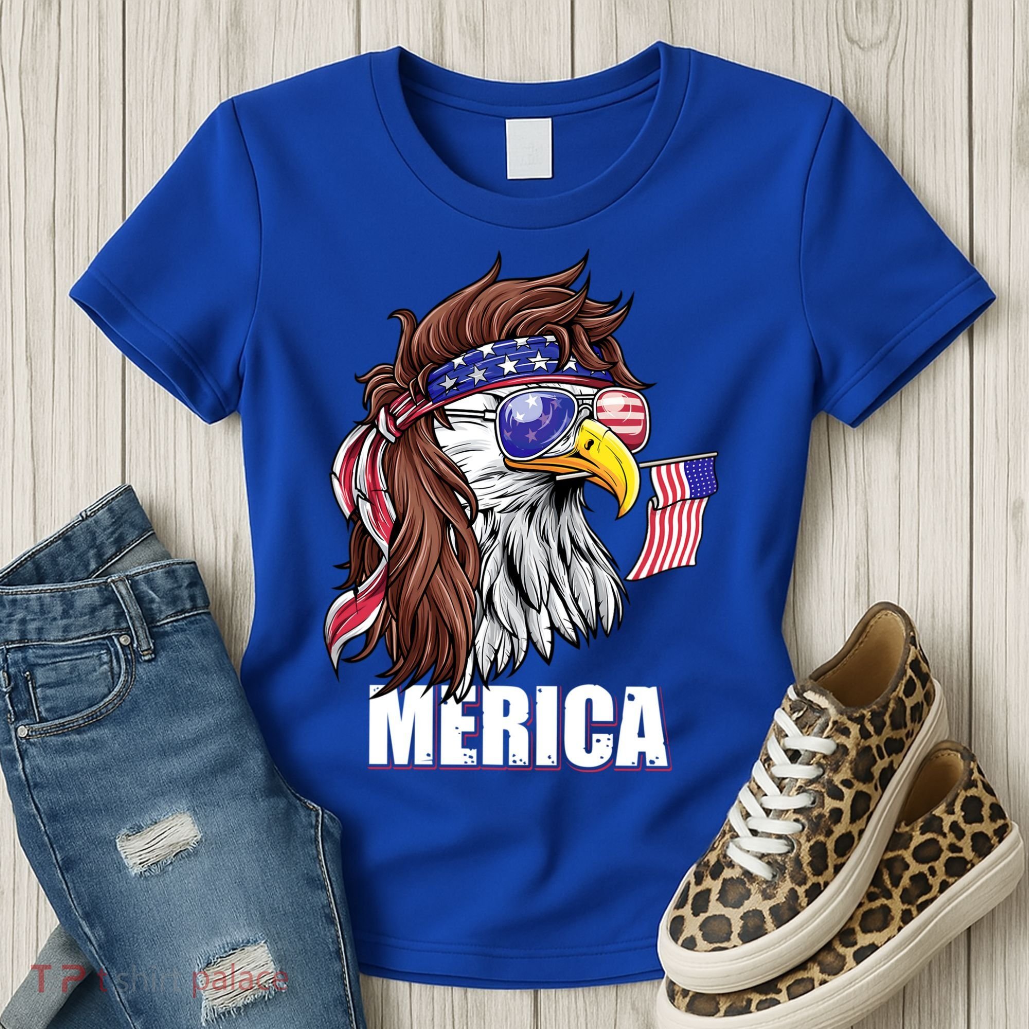 Patriotic Bald Eagle Mullet USA American Flag 4th Of July Women's T-Shirt