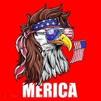 Patriotic Bald Eagle Mullet USA American Flag 4th Of July Santa Hat thumb 1