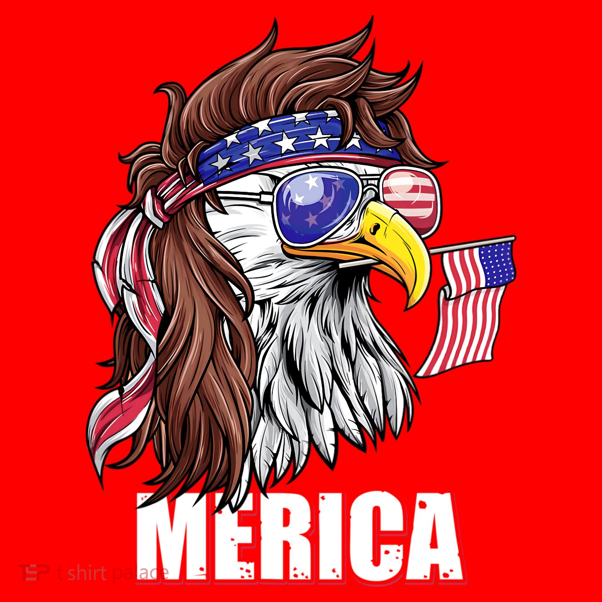 Patriotic Bald Eagle Mullet USA American Flag 4th Of July Santa Hat