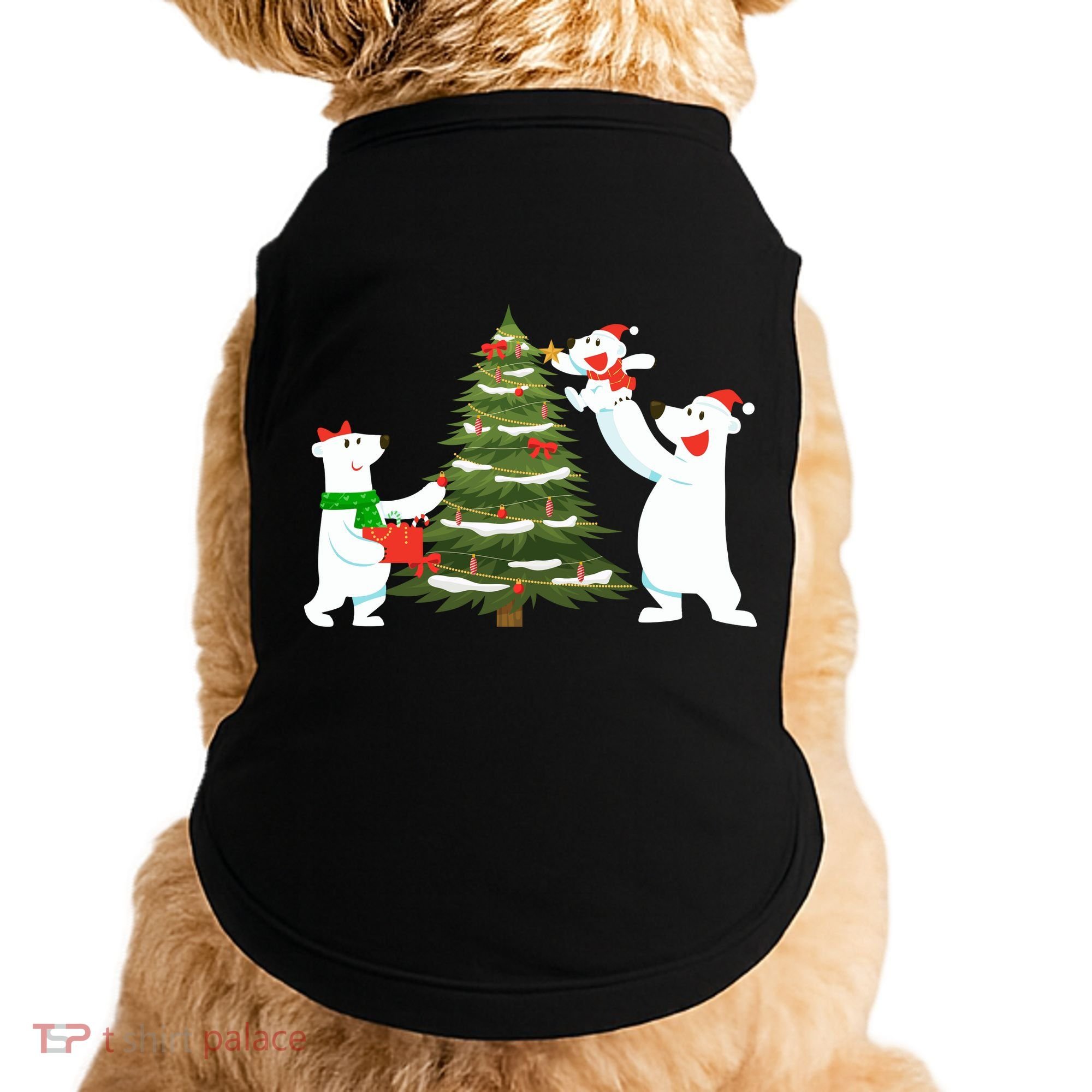 Polar Bear Family With Christmas Tree Doggie Tank