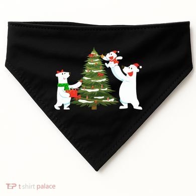 Polar Bear Family With Christmas Tree USA-Made Doggie Bandana