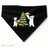 Polar Bear Family With Christmas Tree USA-Made Doggie Bandana thumb 0