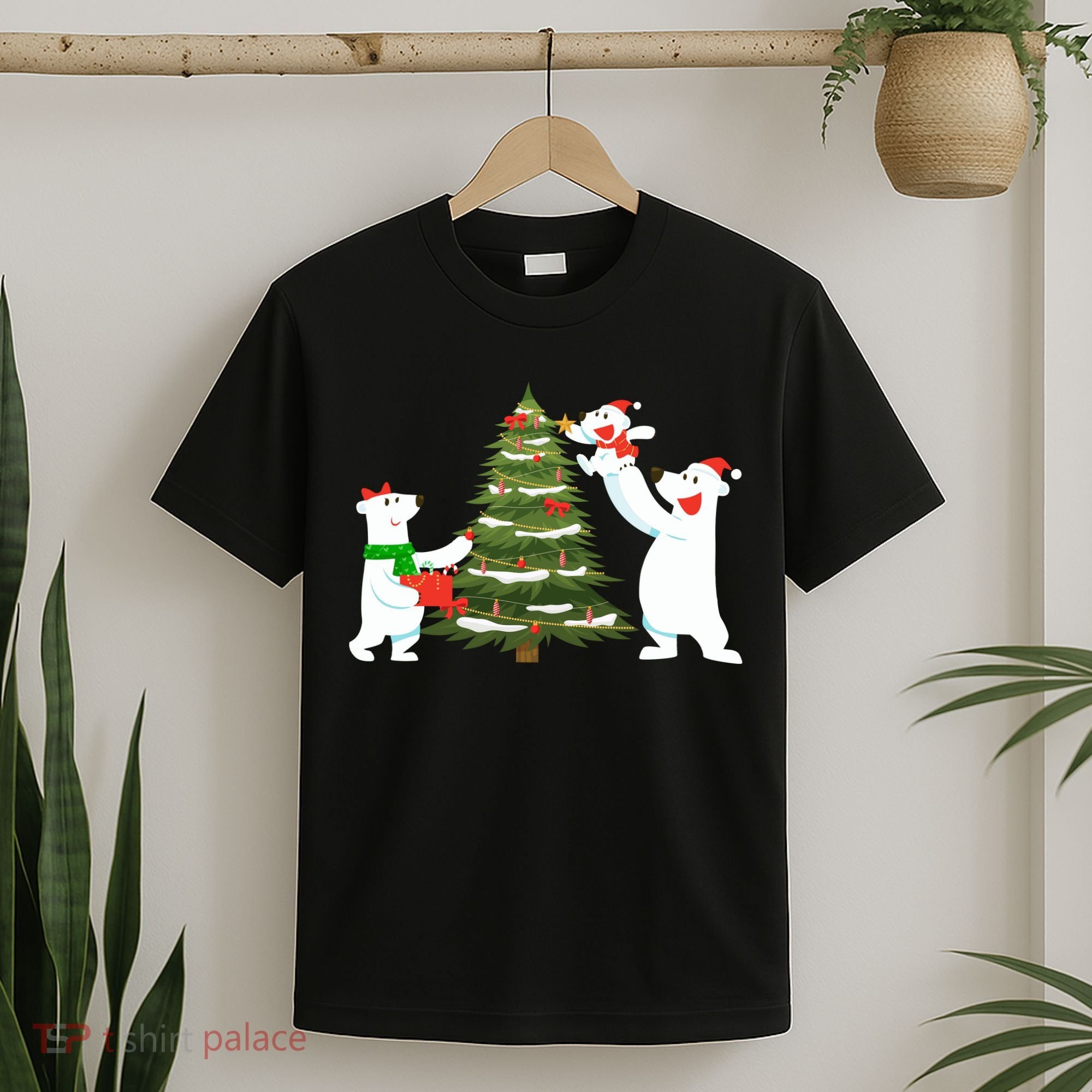 Polar Bear Family With Christmas Tree T-Shirt
