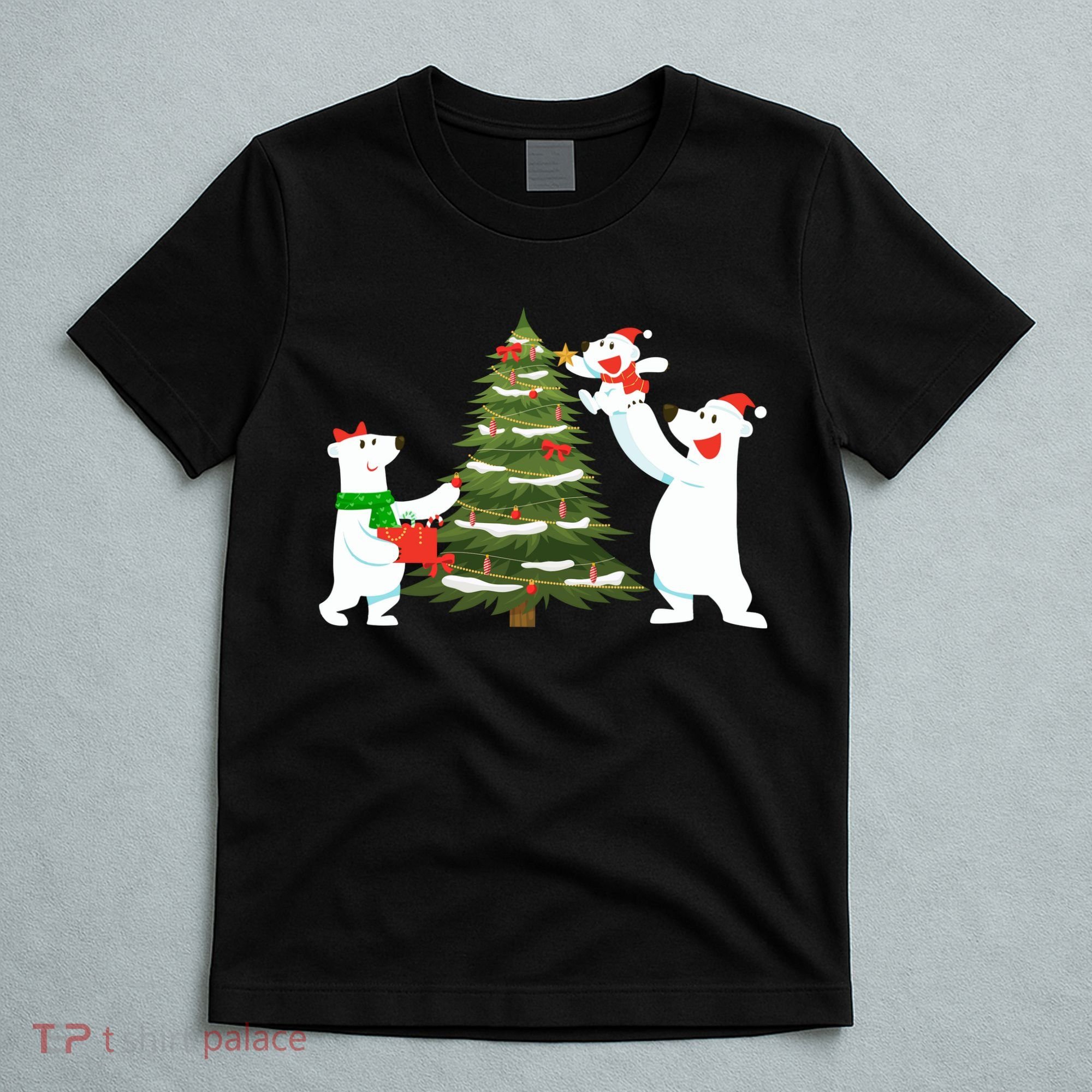 Polar Bear Family With Christmas Tree T-Shirt