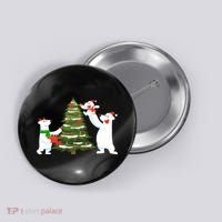 Polar Bear Family With Christmas Tree Button thumb 0