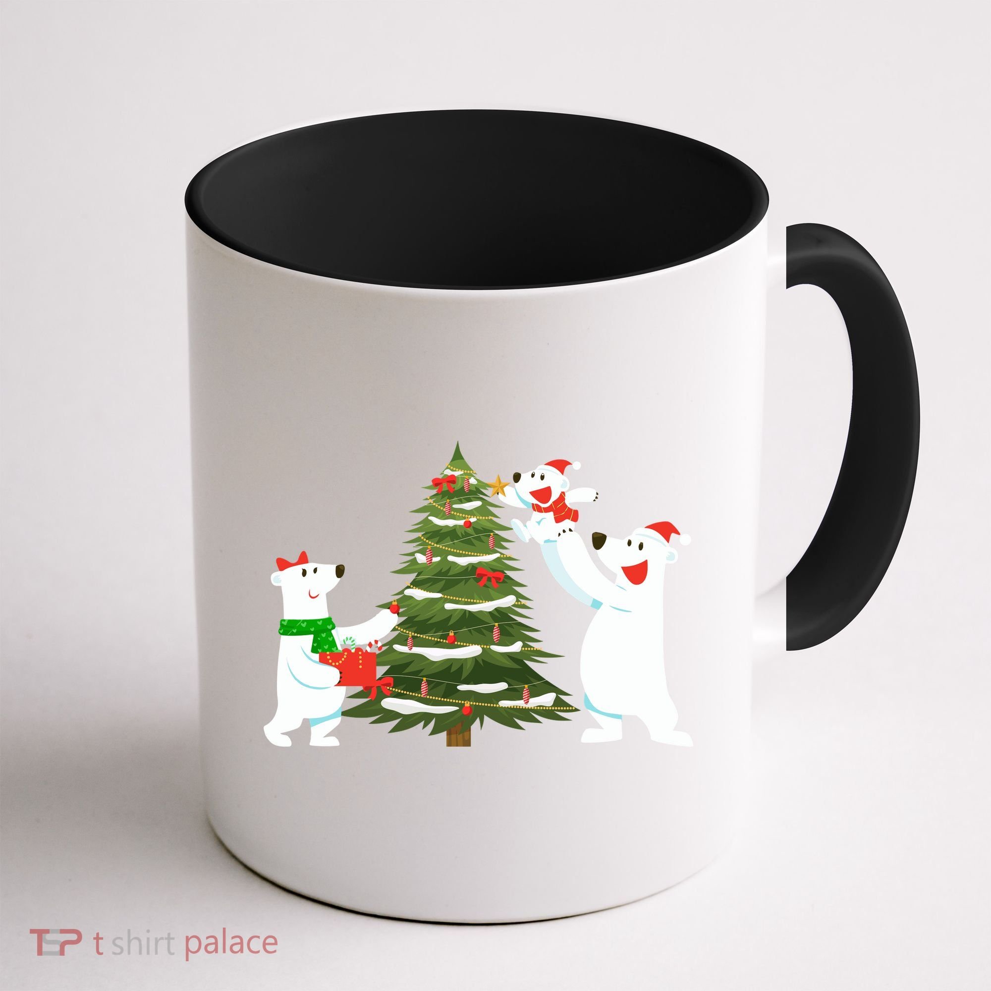 Polar Bear Family With Christmas Tree Coffee Mug