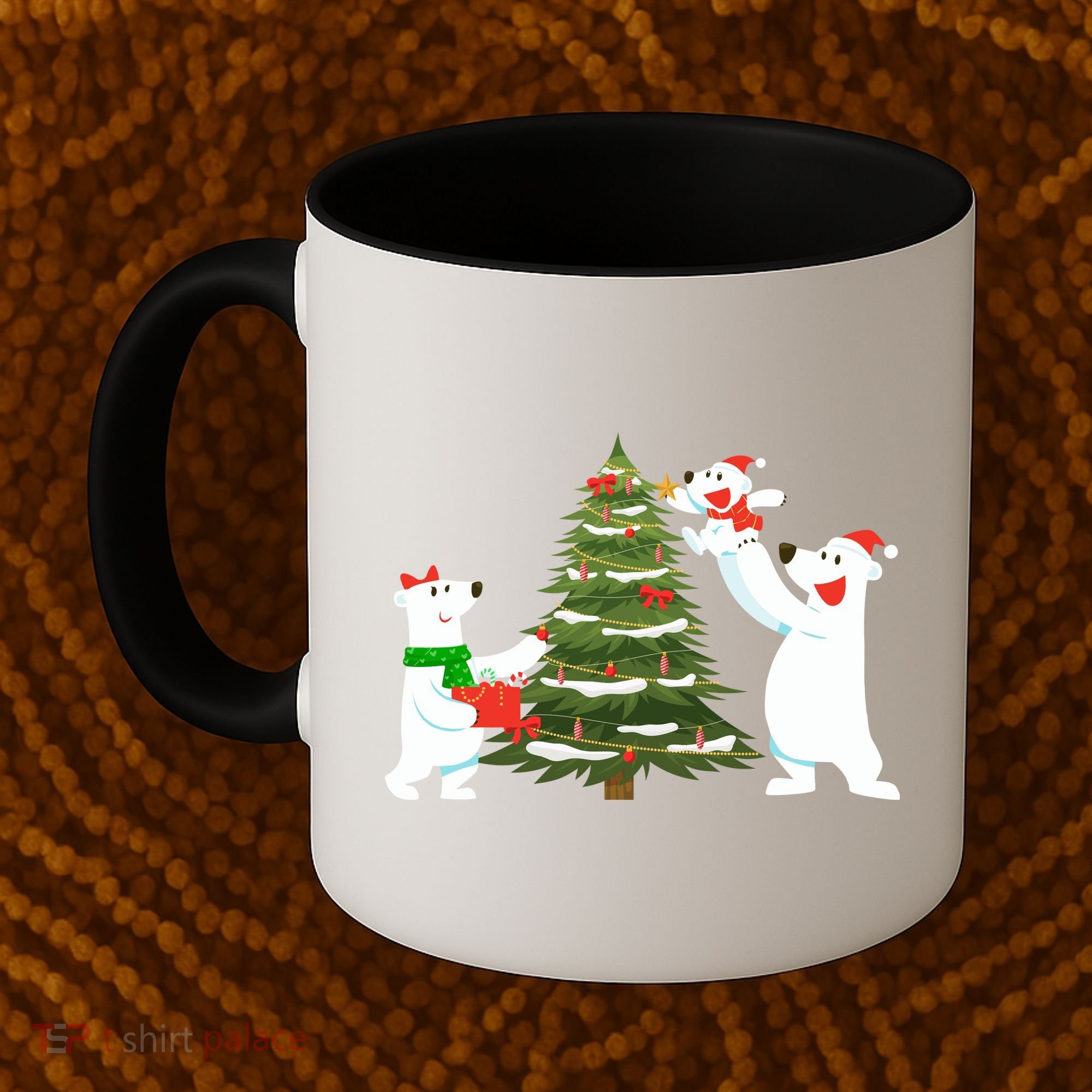 Polar Bear Family With Christmas Tree Coffee Mug