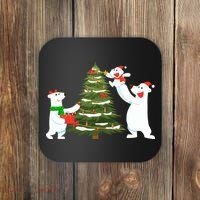 Polar Bear Family With Christmas Tree Coaster thumb 0