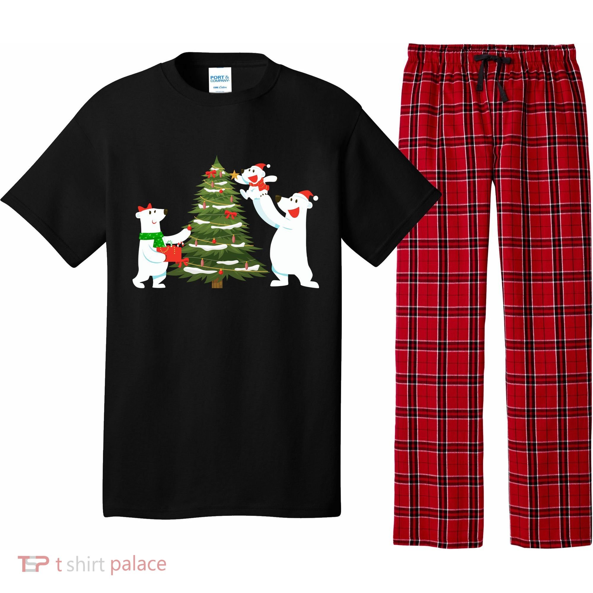 Polar Bear Family With Christmas Tree Pajama Set