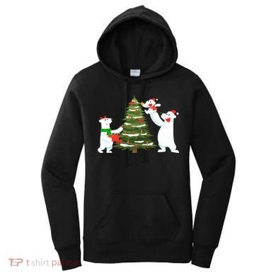 Polar Bear Family With Christmas Tree Women's Hoodie