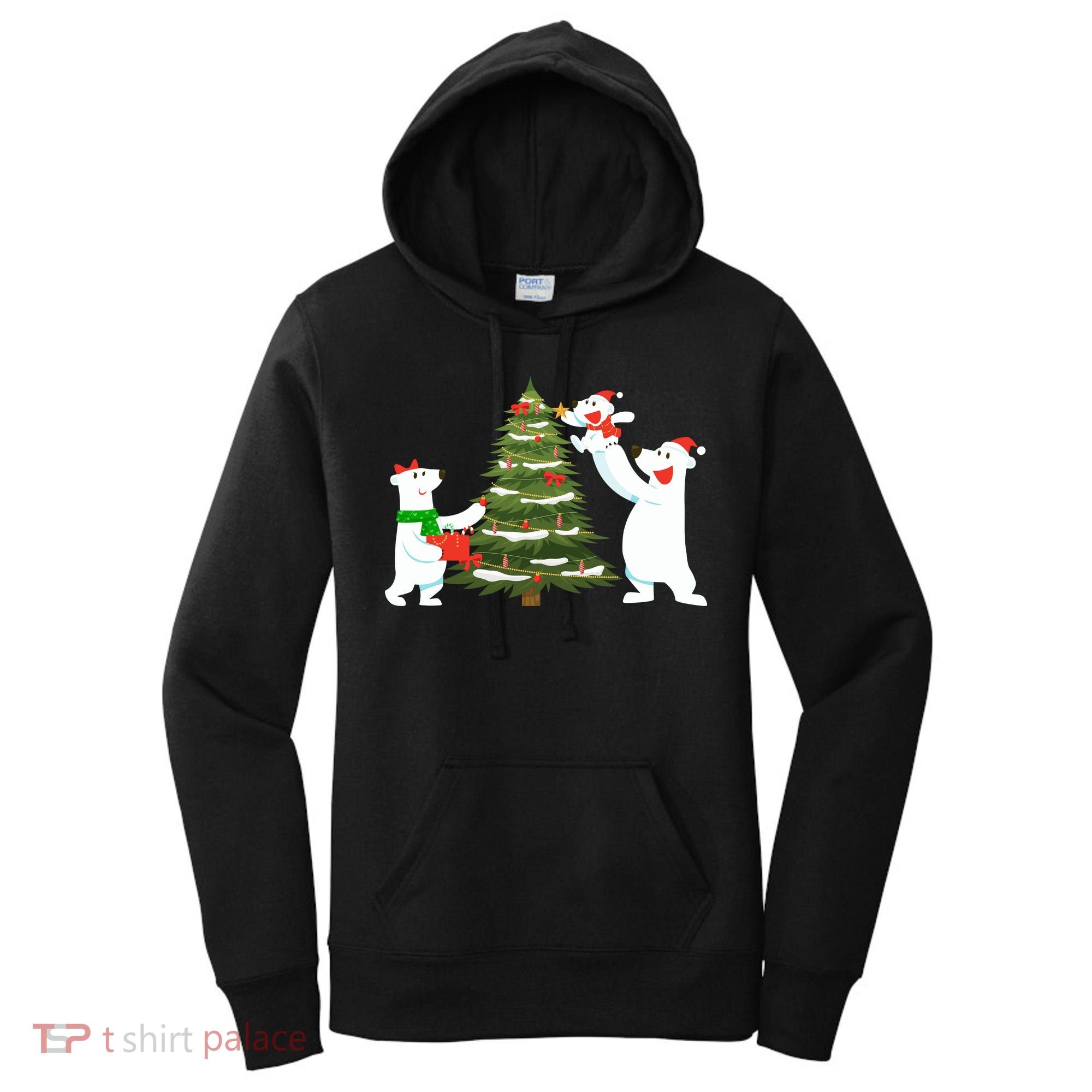 Polar Bear Family With Christmas Tree Women's Hoodie