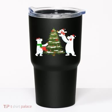 Polar Bear Family With Christmas Tree Tumbler