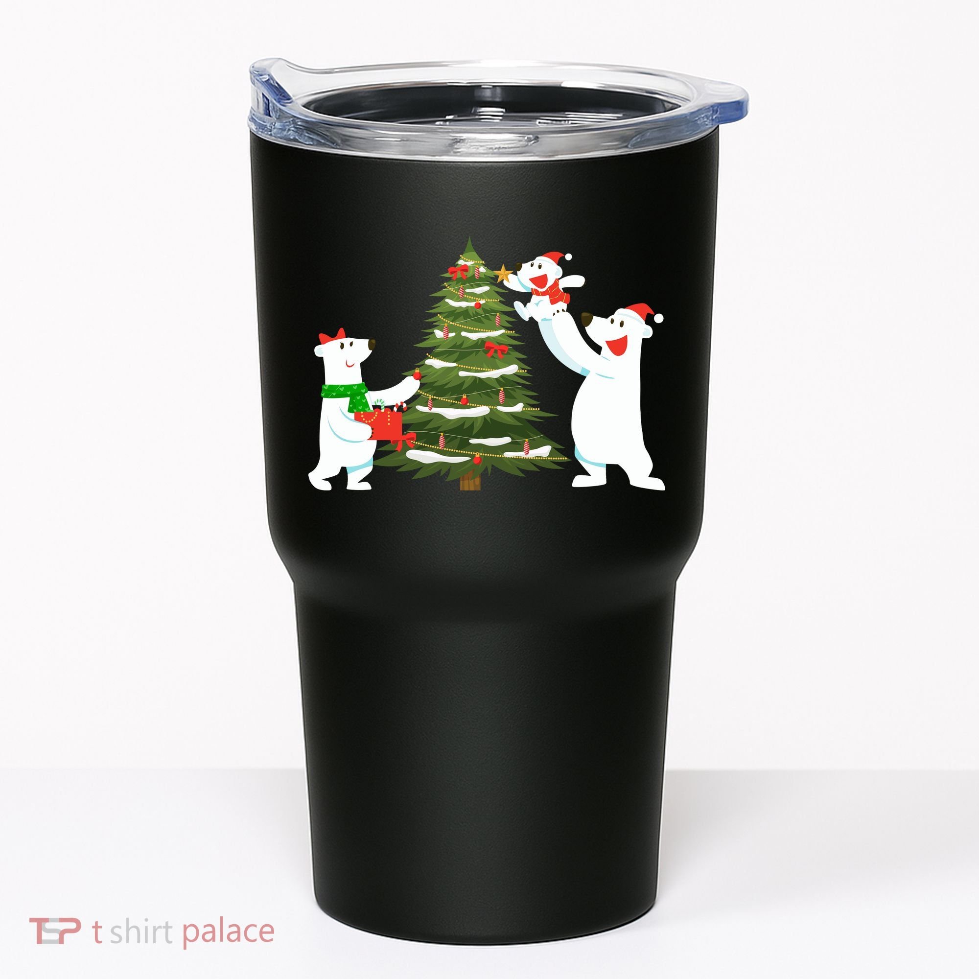 Polar Bear Family With Christmas Tree Tumbler