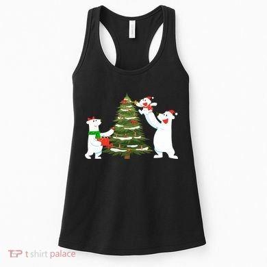 Polar Bear Family With Christmas Tree Women's Tank Top