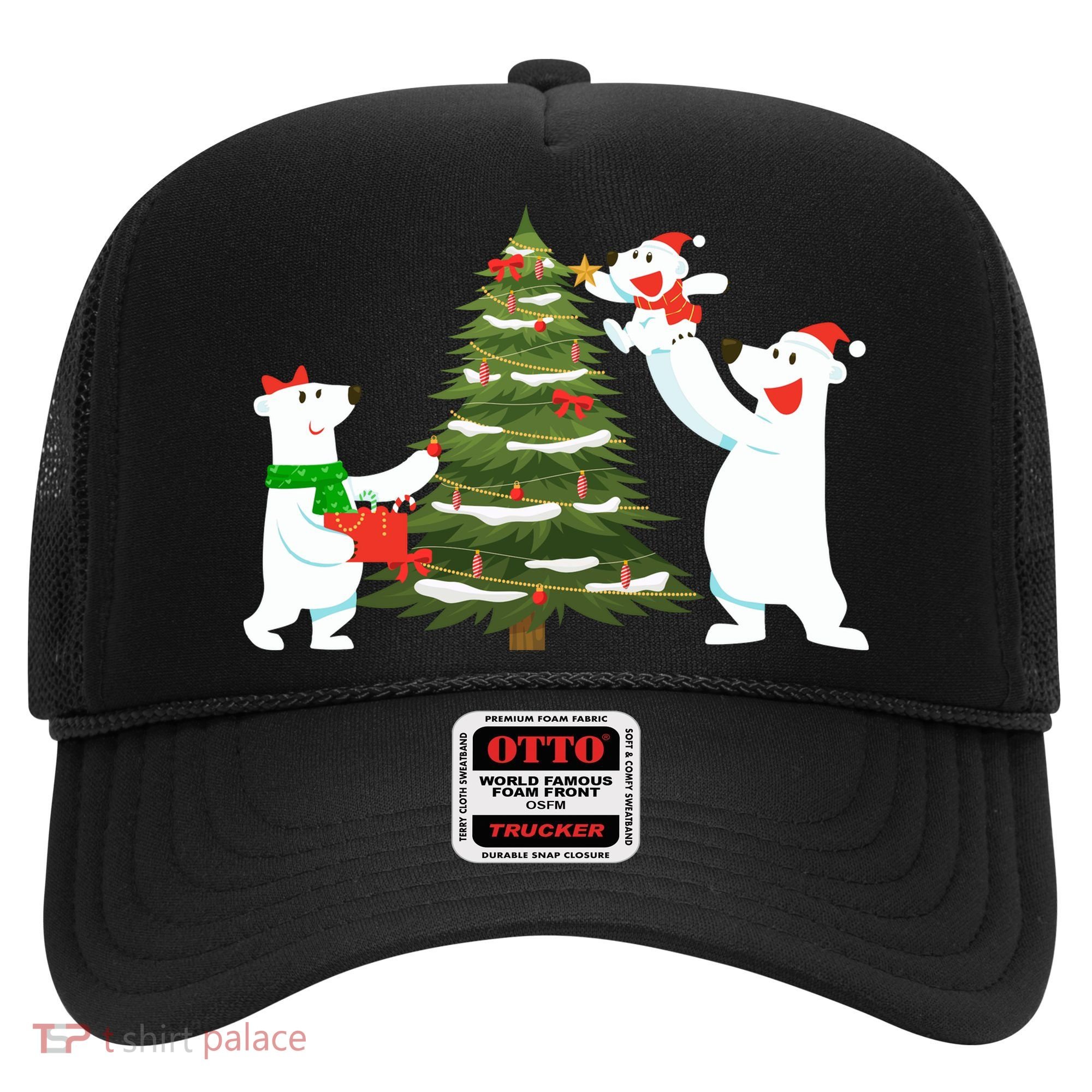 Polar Bear Family With Christmas Tree Hat