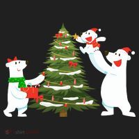 Polar Bear Family With Christmas Tree Hat thumb 2