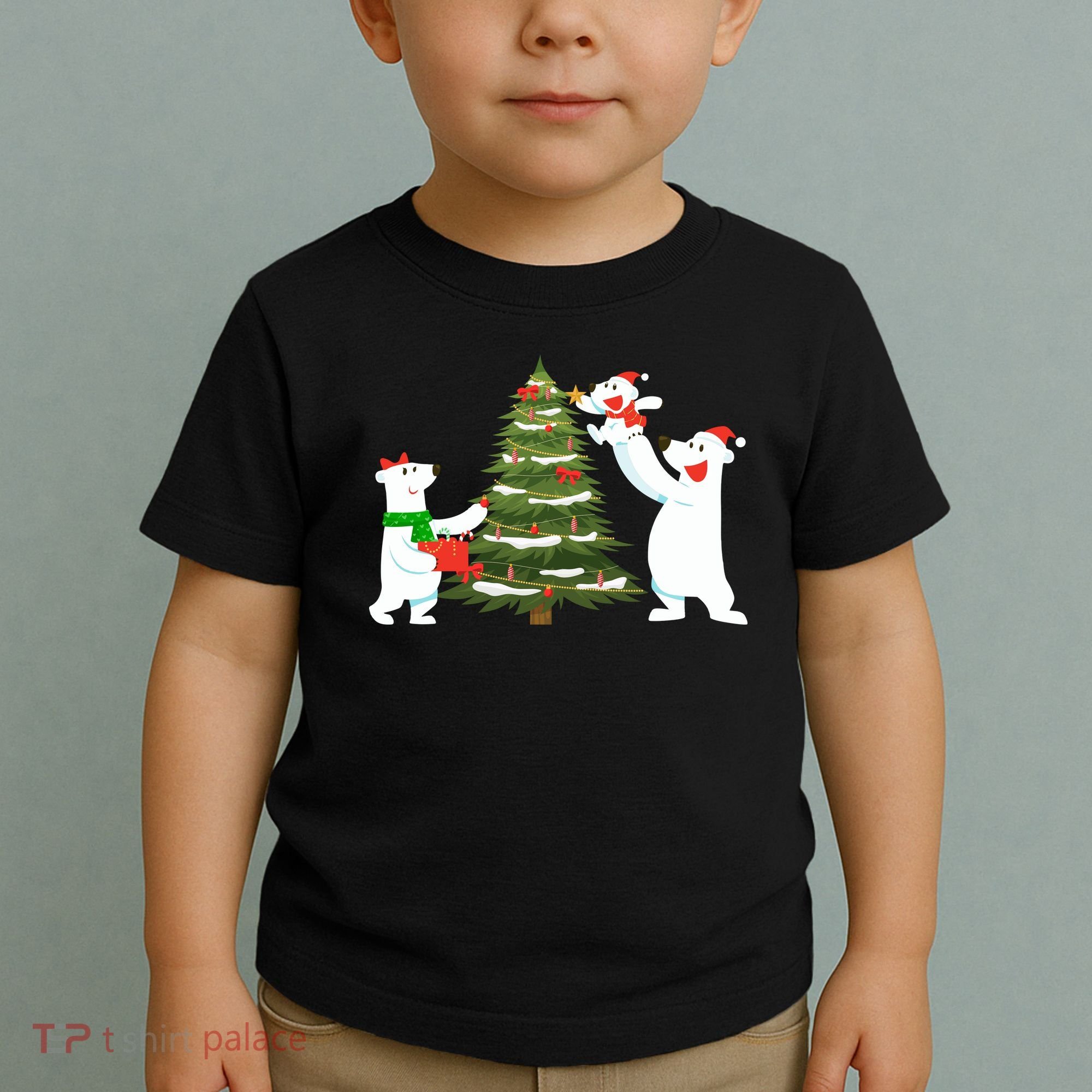 Polar Bear Family With Christmas Tree Toddler T-Shirt