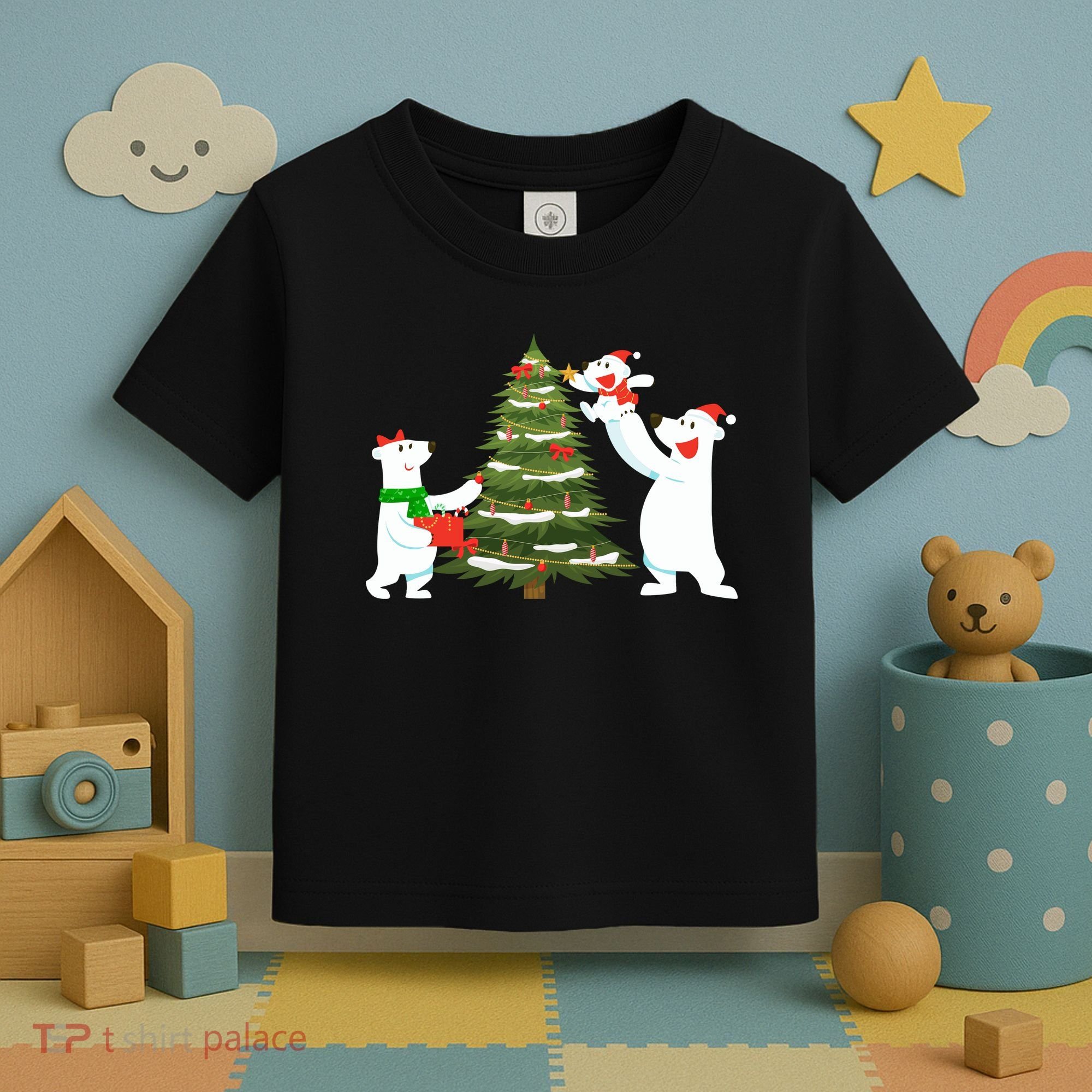 Polar Bear Family With Christmas Tree Toddler T-Shirt