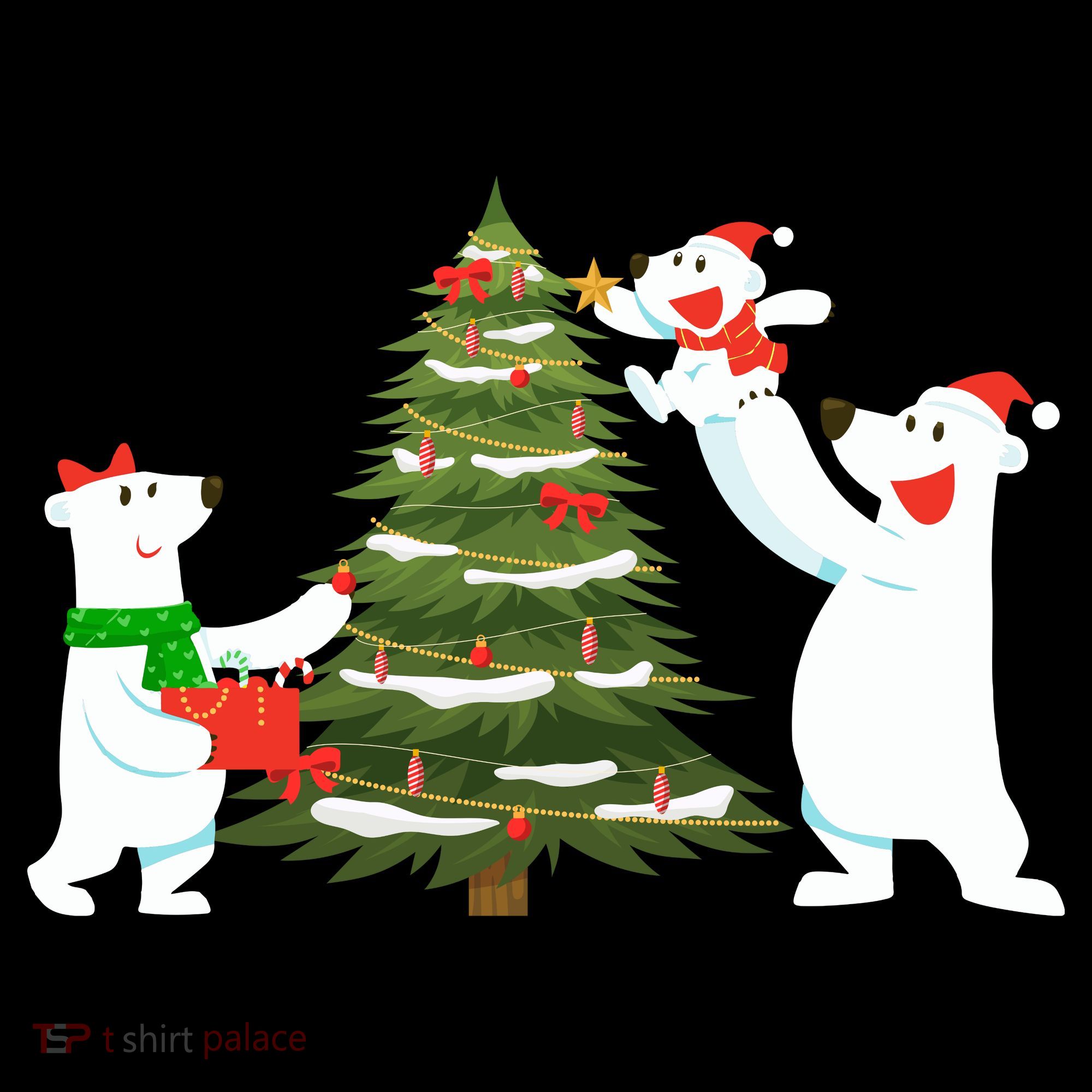 Polar Bear Family With Christmas Tree Visor