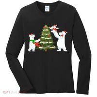 Polar Bear Family With Christmas Tree Women's Long Sleeve Shirt thumb 0