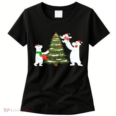Polar Bear Family With Christmas Tree Women's T-Shirt