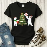 Polar Bear Family With Christmas Tree Women's T-Shirt thumb 3