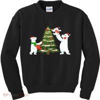 Polar Bear Family With Christmas Tree Kids Sweatshirt thumb 0