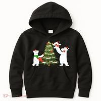 Polar Bear Family With Christmas Tree Kids Hoodie thumb 0
