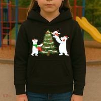 Polar Bear Family With Christmas Tree Kids Hoodie thumb 3
