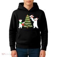 Polar Bear Family With Christmas Tree Kids Hoodie thumb 4