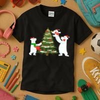 Polar Bear Family With Christmas Tree Kids T-Shirt thumb 3