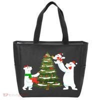 Polar Bear Family With Christmas Tree Tote Bag thumb 0