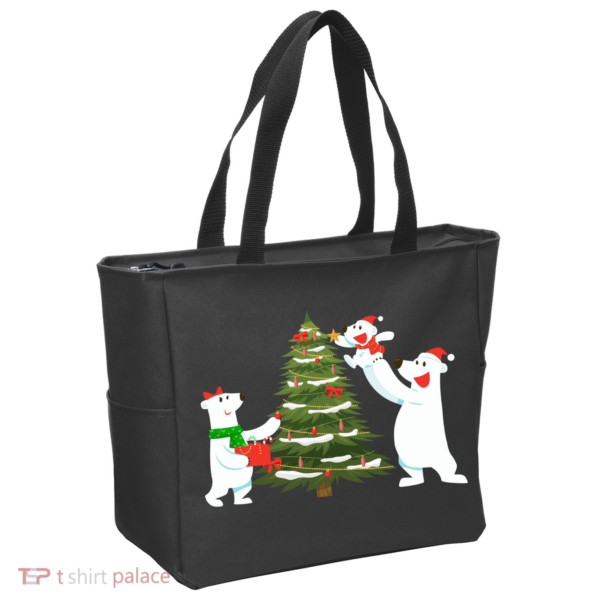 Polar Bear Family With Christmas Tree Tote Bag