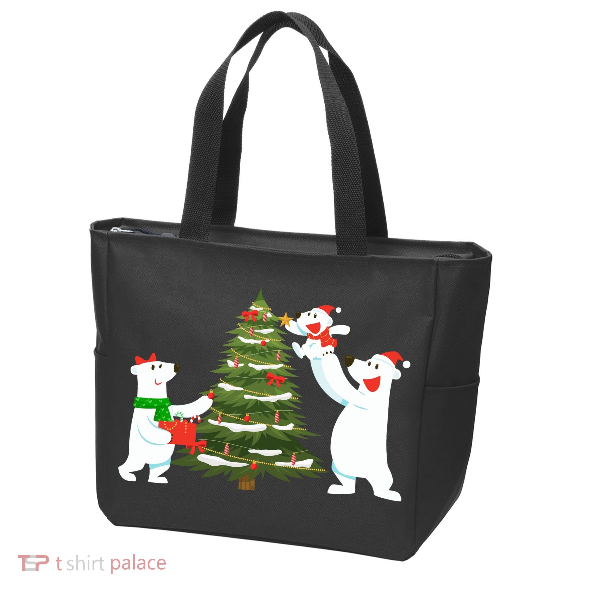 Polar Bear Family With Christmas Tree Tote Bag