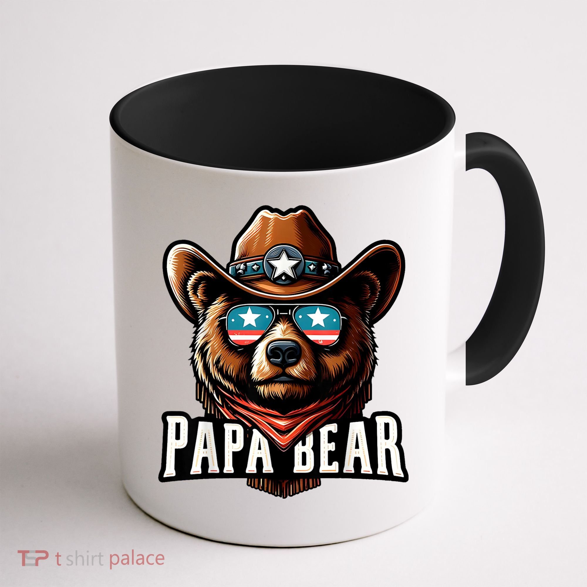 Papa Bear Fathers Day Gift Patriotic Proud Best Dad Coffee Mug
