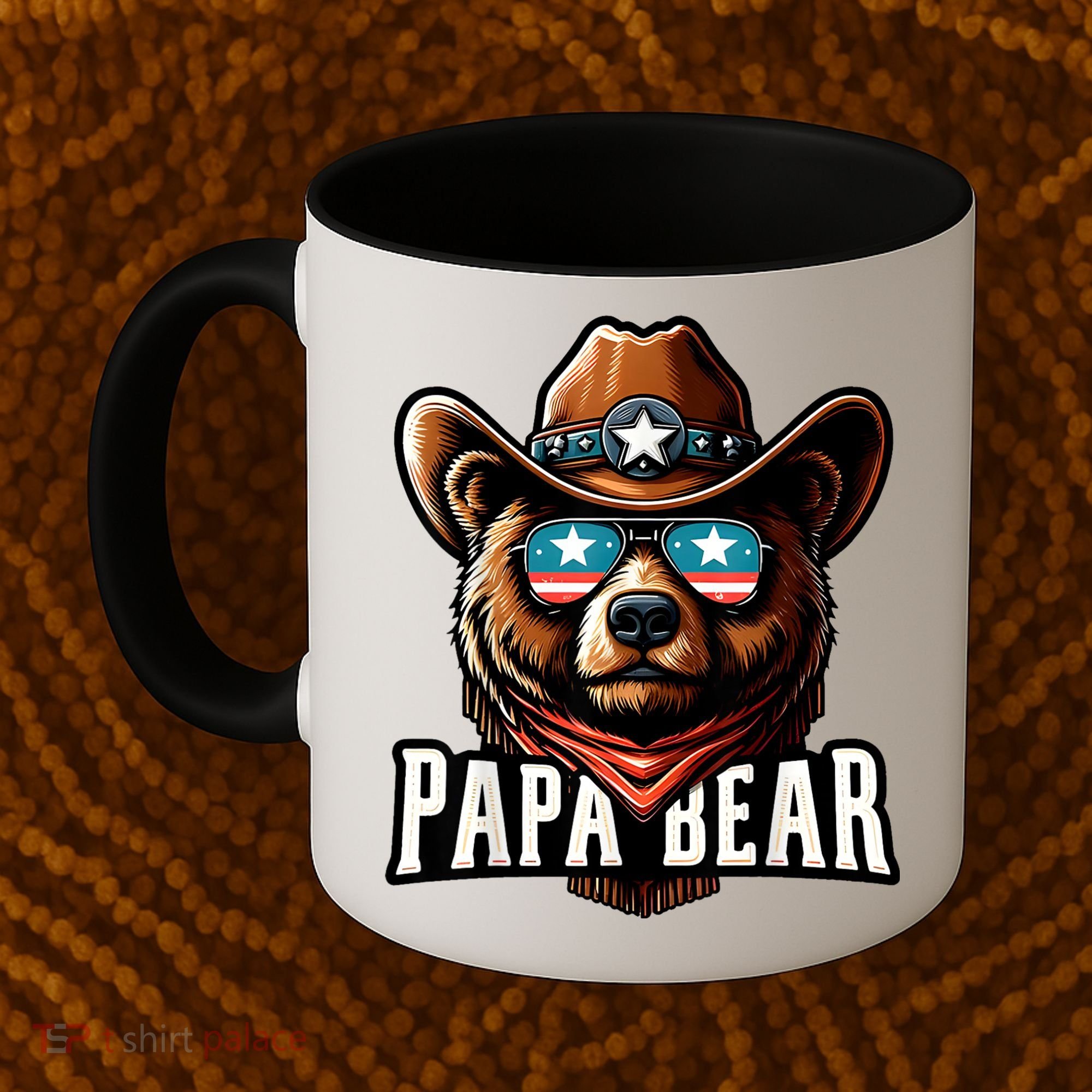 Papa Bear Fathers Day Gift Patriotic Proud Best Dad Coffee Mug