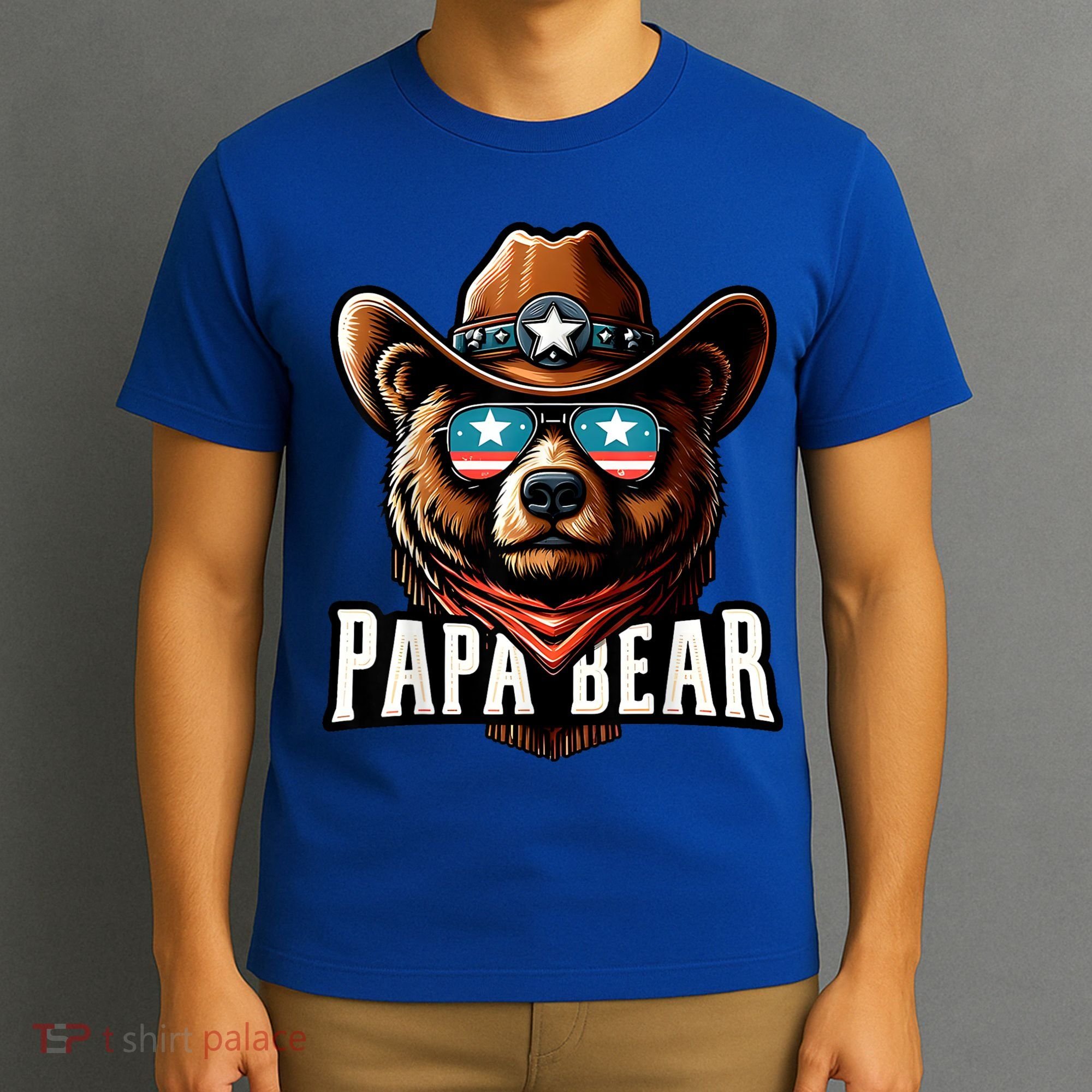 Papa Bear Fathers Day Gift Patriotic Proud Best Dad T-Shirt