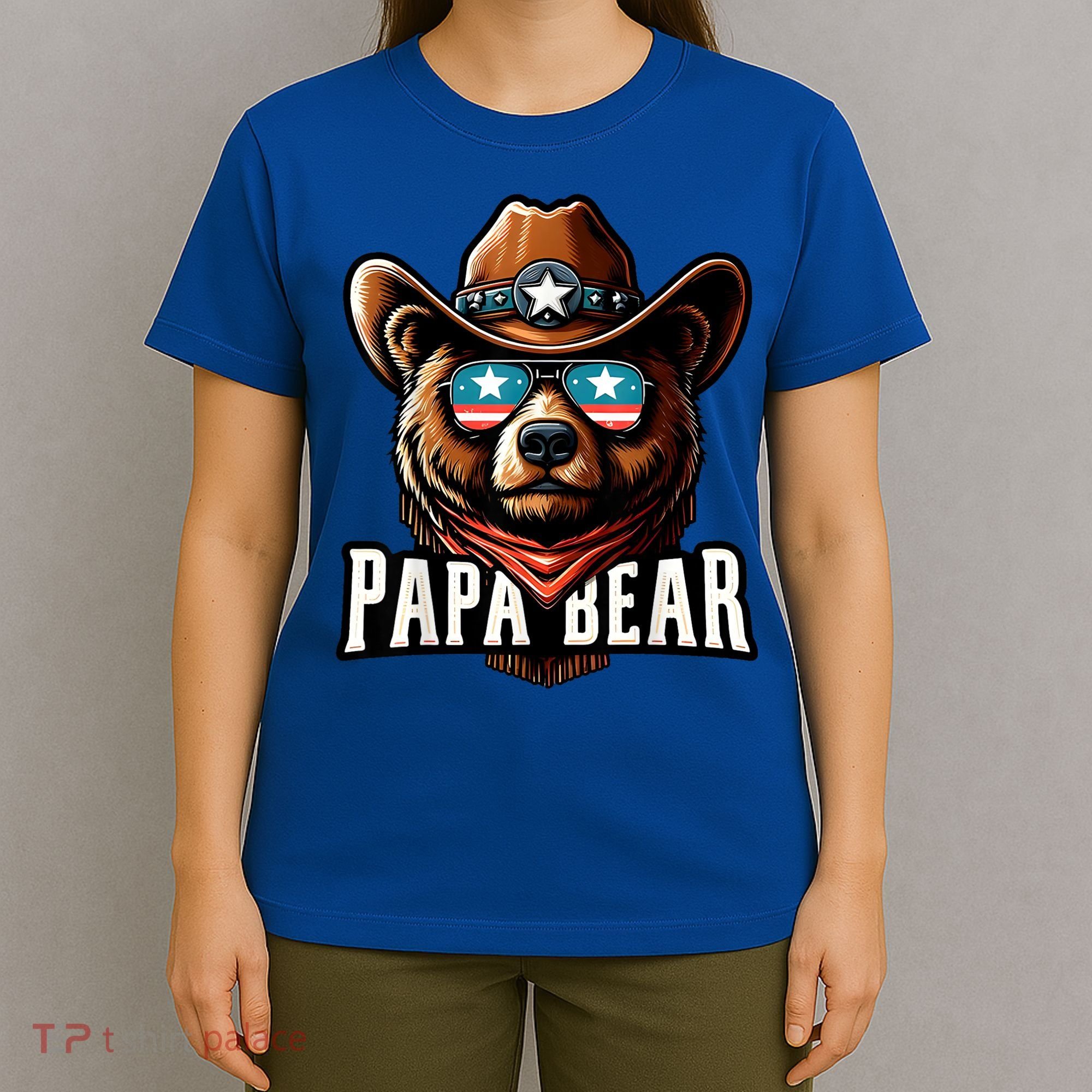 Papa Bear Fathers Day Gift Patriotic Proud Best Dad T-Shirt