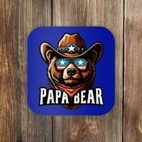 Papa Bear Fathers Day Gift Patriotic Proud Best Dad Coaster thumb 0