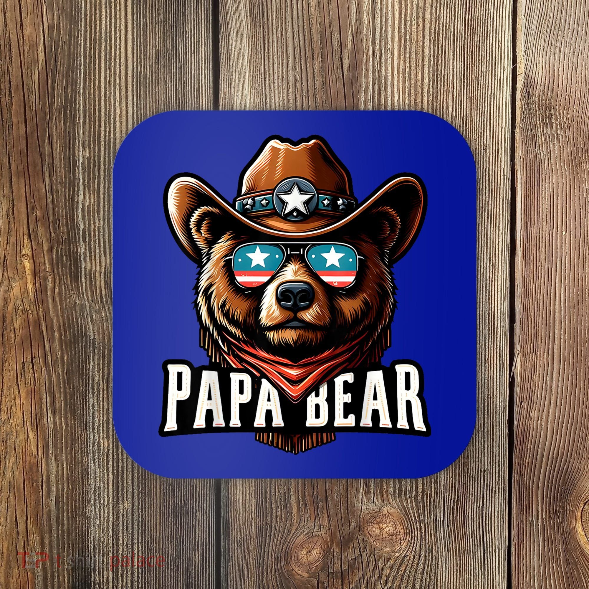 Papa Bear Fathers Day Gift Patriotic Proud Best Dad Coaster