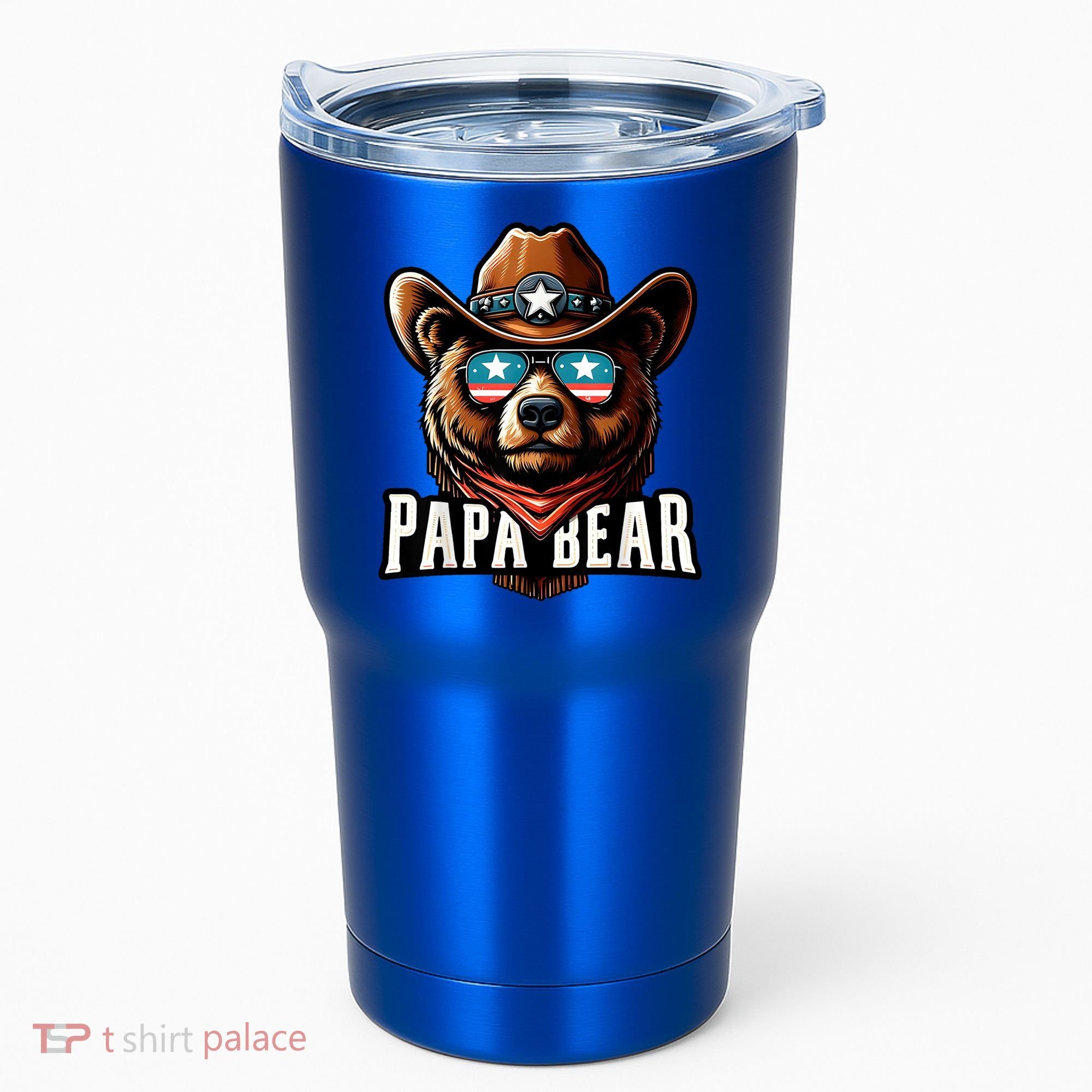 Papa Bear Fathers Day Gift Patriotic Proud Best Dad Tumbler