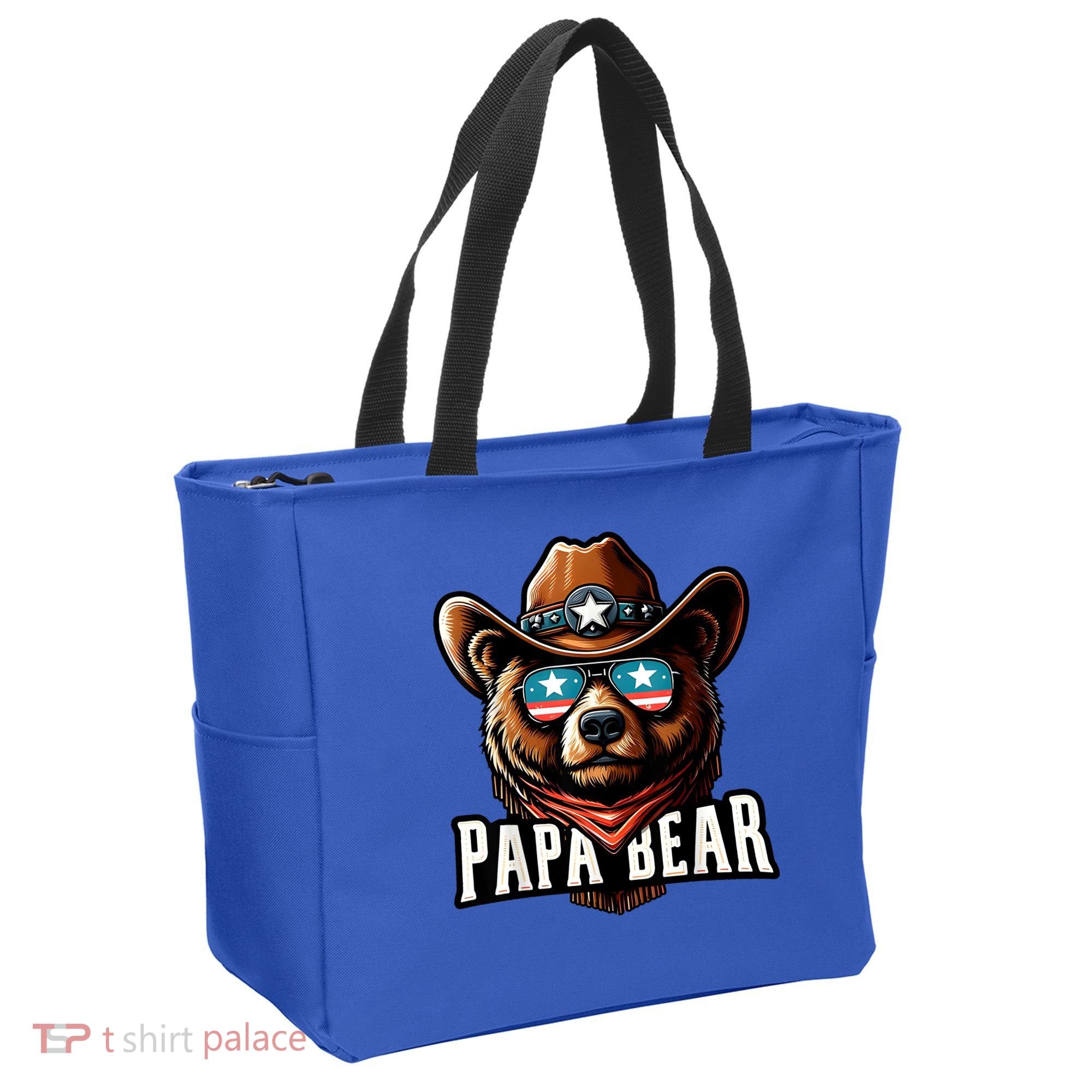 Papa Bear Fathers Day Gift Patriotic Proud Best Dad Tote Bag