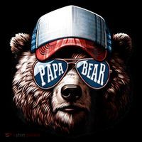 Papa Bear Face Fathers Day Daddy Bear Stripe Pom Pom Beanie thumb 2